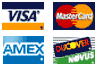 Credit Cards Accepted - Visa, Master Card, Discover, American Express